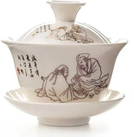 LAMPPE Tazze da tè Gaiwan Tradizionale Cinese Elegante zuppiera da tè in Ceramica con Coperchio, piattino, Tazza da tè Kung Fu