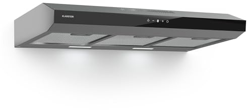 Klarstein Hotte Aspirante 90 cm, Hotte Aspirante Silencieuse, Hotte de Cuisine 90cm avec Lampes LED, Débit d'Air Puissant de 175 m³/h, Hotte avec Évacuation, Filtre à Graisse en Aluminium