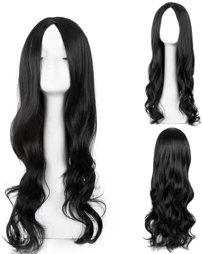 Lungo Ricci Donna Parrucca Donna,70 cm Parrucca Nera Lunga,Parrucche sintetiche resistenti al calore,Parrucche Come Capelli Veri,Per la Vita Quotidiana,i Cosplay e le feste Parrucche Ricce
