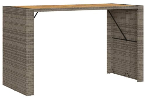 HETFTJN Balcony Table Balkontisch Klein Stehtisch Outdoor Gartentisch Klein - Gartentisch mit Holzplatte Grau 185x80x110 cm Poly Rattan für Innenhof Garten Terrasse Aufenthaltsraum