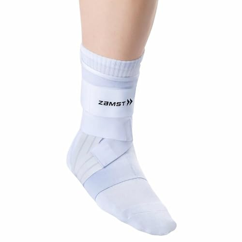 Zamst A1 Chevillère Blanche de Sport – Support Respirant pour Hommes et Femmes avec Sangles Ajustables à Trois Bandes – Idéale pour Entorse Latérale Modérée – Pied Droit, Taille M