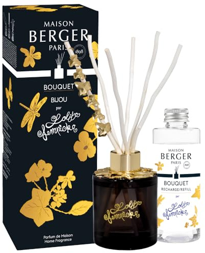 MAISON BERGER Duftbouquet Lolita Lempicka 100 ml, Schwarz | Eleganter schwarzer Flakon, naturbelassene Weidenstäbchen, passive Duftverbreitung ohne Flamme, bis zu 6 Wochen
