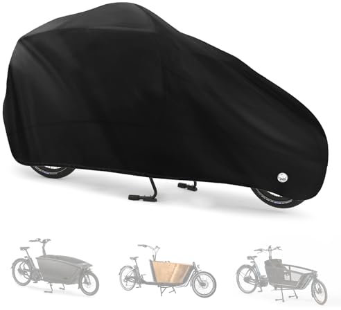 Lastenrad Abdeckung – Geeignet für Einspurig-Lastenfahrräder, Ganzjahresschutz Lastenrad mit UV-Schutz, Reißfest, Wasserdicht, Lastenfahrrad Abdeckplane, Plane für Lastenfahrrad 270 x 100 x 75cm