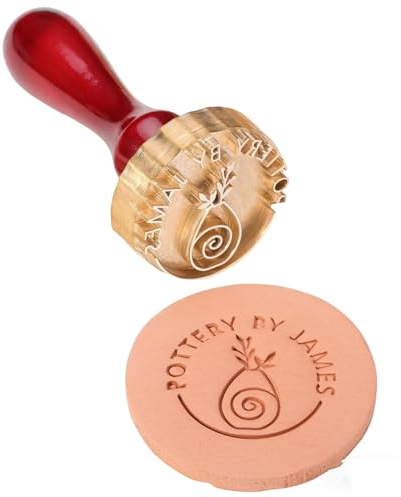 LongGenius Messing-Stempel für Töpferei, personalisierter Namen, Ton-Stempel, Töpferei-Prägestempel, maßgeschneiderter Ton, Geburtstagsgeschenk