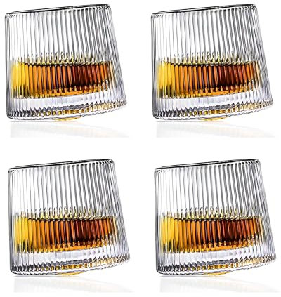 Set Bicchieri da Whisky in Vetro Rotante, Bicchieri Wisky con Fondo Sferico per Degustazione, Bicchiere Senza Gambo di Alta Qualità, 4 Pz Bicchieri Vetro Particolari per Rum, Gin, Amaro e Distillati