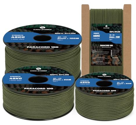 Kamu Synber 2mm Paracord 30M Nylon Seil Schnur 1 Kern Typ I Allzweckseil | Tragkraft 45kg, 100% Nylon, Basteln, Outdoor, Camping, Survival, Reißfeste