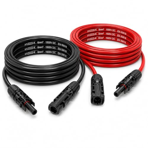 35Fahrenheit Verlängerungskabel 6mm² inkl. Solarstecker 2x8m - PV Kabel H1Z2Z2-K beidseitig rot/schwarz - Photovoltaik Kabel mit Stecker - Solarkabel für PV Solaranlage