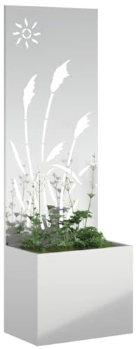 vidaXL Garten Sichtschutz-Leinwand Silber 50 x 140 cm Verzinkter Stahl, Dekorative Einlagen, Moderne Garten- und Terrassenschirme, Sichtschutz, Landschafts-Panel, dekorative Trennwand