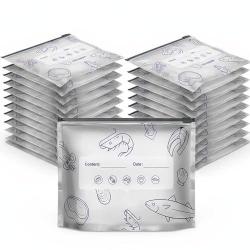 30 Stück Wiederverwendbare Aufbewahrungsbeutel, Luftdichte Kühlbeutel, Aluminium-Konservierungsbeutel, mit Reißverschluss, Zur Lagerung von Keksen, Süßigkeiten, Obst, Gemüse und Fleisch