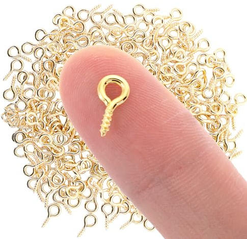 300 Stück Mini Ösenschraube 10mm Kleine Schraubhaken Schraubösen Klein Ösenschrauben Gold Schrauböse Metall Ringschrauben Mini Schrauben für Anhänger Perlen DIY Schmuckherstellung Schmuck