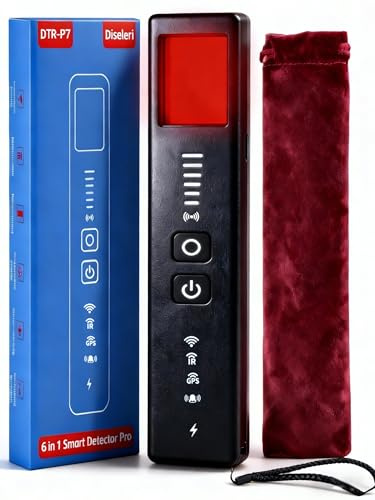 Diseleri Detector de Cámaras y Micrófonos Ocultos 5 en 1 | Localizador GPS y Detección de Señales RF | 6 Niveles de Sensibilidad Ajustable | para Oficina, Hotel y Hogar