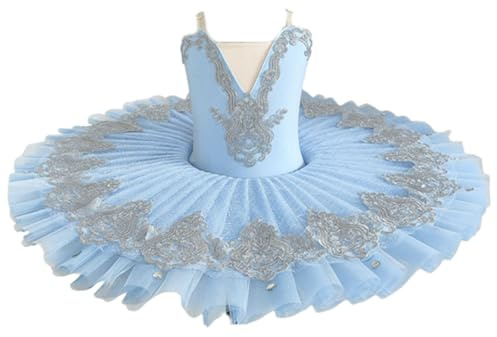 Flickor Balett Dans Tutu Svansjön Sling Strap Spets Broderi Camisole Gymnastik Leotard Klänning Kostym Figur Danskläder Ballerina Tävlingsdräkt,Blue,110