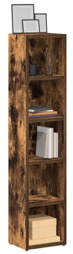 Ordellia CD-hyllor 2 st. Rökek av trämaterial, 21 x 16 x 93,5 cm, 5 fack per skåp, för 80 CD-skivor, DVD-skivor och Blu-rays, vardagsrumsskåp med väggfäste