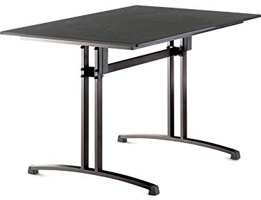 Sieger Gastro-Klapptisch mit vivodur-Dekorplatte, 120x80 cm, eisengrau, Schieferdekor anthrazit