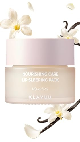 Klavuu Lip Mask Sleeping Pack (0.7oz) – Overnight Deep Hydrating Korean Lip Balm Treatment for Very Dry, Chapped Lips | Lip Lightening & Plumping with Instant Hydration | Gentle Exfoliating (Vanilla)