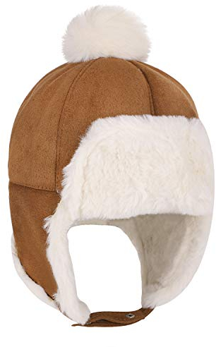 YJZQ 2 in 1 Baby Wintermütze mit Ohrenklappen Kind Baumwolle Verstellbar Fliegermütze mit Ohrenschutz Plüsch Mütze Trappermütze für Jungen Mädchen