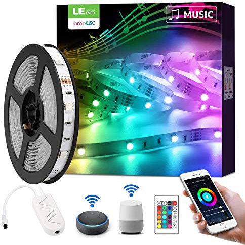 LE Smart LED Strip 5M Musik Sync,RGB 150 LEDs, LED Streifen Wifi, Wlan LED Band, Superhell Selbstklebend Lichtband, nur 2.4GHz Lichterkette mit Fernbedienung, Kompatibel mit Alexa,App,Google Home