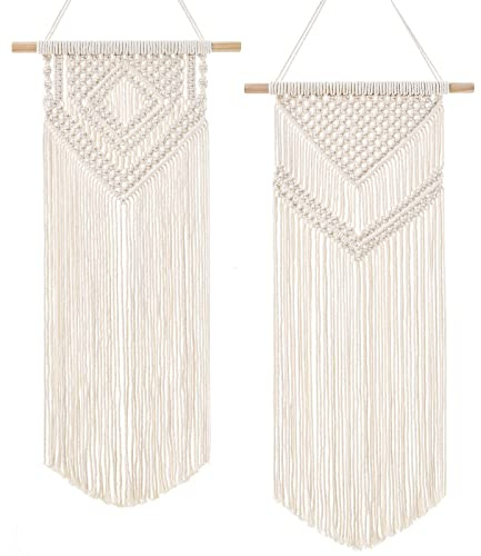 Dahey 2 Pcs Macrame Wall Hanging Woven Tapestry Wall Art Decor - Beautiful for Boho Home Decor, Apartment, Nursery, Party Decorations, 26 L×13 W, Medium