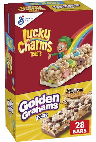 Lucky Charms and Golden Grahams S'mores Cereal Treat Bars, Snack Bars, Variety Pack, 28 Ct, 26.7 oz