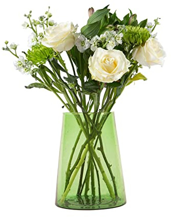 Nicola Spring Jebel Recycled Glass Vase - 3.5L - Blue - Hand-Blown Sustainable Moroccan Glass Flower Vase Indoor Planter Pot for Home, Dining Table, Office, Eco-Friendly Decor