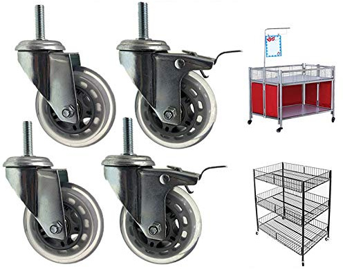 75mm Roulettes Pivotantes Charge Lourde Pour Chariot, Ensemble De 4 Charge De 200kg, Roues Pivotantes De Remplacement Meubles, M8, M10, M12, Roulettes À Tige Pivotante 30mm Pour Étagères De Cuisine