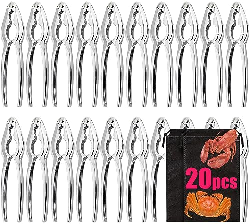 Krabben-Knallbonbons und Werkzeuge, 15,2 cm, Hummer-Cracker und Picks-Set mit Taschen, robuste Meeresfrüchte-Knallbonbons, Picks-Werkzeuge, Öffner, Zuhause, Küche, Partys, Werkzeuge, Silber, 20 Stück