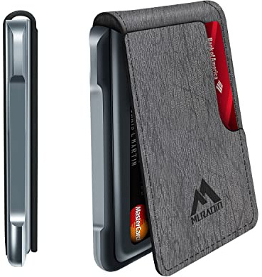 MURADIN Mens Wallet Tactical Bifold Wallets for Men Metal RFID Blocking Aluminum Money Cards Holder Gifts for Men (Grey Tree)