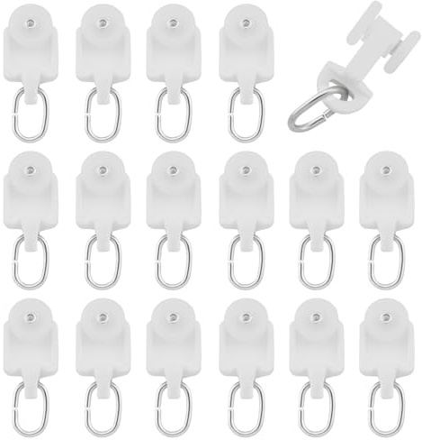 ZZLZX 50PCS Curtain Glider Hooks, Track Rail Runner, Mute Wheel Rollers, Ball Pulley Windows Shower Curtain Tracks, Ceiling Glider