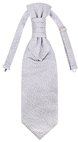 WANYING Cravatta da Uomo Plastron Pre-legata con Chiusura a Gancio Regolabile per Matrimonio Accessori per lo Sposo - Grigio Chiaro con Pois