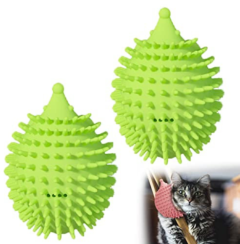 Myweyde 11,4 cm Katzenpflegebürste Wandhalterung, Katzen-Selbstpfleger Katzenecke Gesicht Kratzer, Katze Self Groomer Ecke, Wand Ecke Massagekamm für Katze und Hund (Grün)