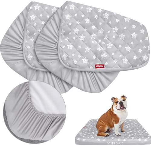 Moonsea Hundebettbezüge, Ersatz, waschbar, 2 Stück, wasserdichte Hundebettbezüge, Hundekissen, gesteppt, Haustierbettbezug, schöner grauer Sterndruck, Welpenbettbezug, für Hund/Katze, nur Bezug