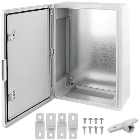 Ralertreik Armario de Distribución para Pared con Placa de Montaje Galvanizada, Caja Industrial de Control Vacía de Plástico ABS con Puerta Protección IP65, tamaño 300x400x170