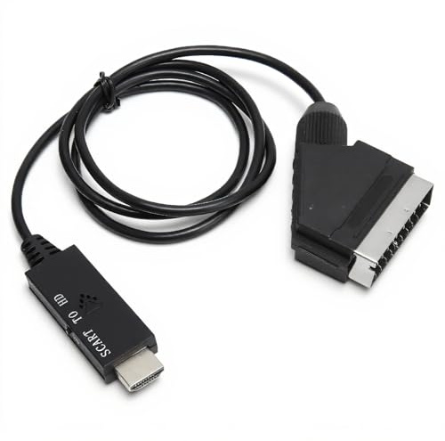 Cable Convertidor SCART a HDMI, Adaptador SCART a HDMI1.3 Soporte 1080P/720P, Adaptador SCART Convertidor de Audio y Video con Cable de Alimentación Micro USB, para TV,VHS VCR, DVD