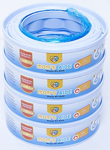 Mom's Aide 4 Nachfüllkassetten nur kompatibel für Simplee Sangenic, nicht kompatibel für Sangenic Tec+ Twist & Click+Alle Angelcare Windeleimer