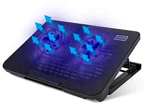 Laptop Kühlpad, Gaming Laptop Kühler mit Zwei Lüftern für 14 Zoll, 15 Zoll und 17 Zoll Geräte, USB Betriebene Beleuchtung mit Einstellbarem Winkel, Verwendung auf Dem Schreibtisch