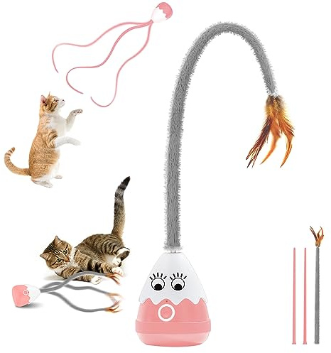 lifefav Katzenspielzeug, katzenspielzeug selbstbeschäftigung mit Teaser-Plüsch/Silikonschwanz, elektrisches automatisches Katzenspielzeug für Katzen/Kätzchen im Innenbereich, (Rosa)