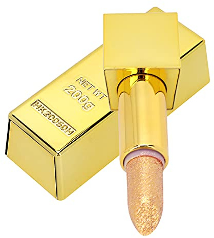 Wasserfester Glitzer-Lippenstift Im Goldbarren-Design, Langanhaltende, Feuchtigkeitsspendende Lippen-Make-up-Kosmetik mit Lebendigen Farbtönen, Klein und (Goldlippenstift 2#