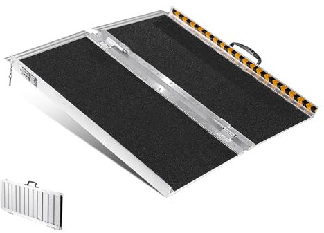 VEVOR Tragbare Rollstuhlrampe, 60,96 cm 363 kg Kapazität, rutschfeste, klappbare Schwellenrampe aus Aluminium, Faltbare Rampe für Mobilitätsroller, Rollstuhlrampe, Heimstufen, Treppen, Bordsteine