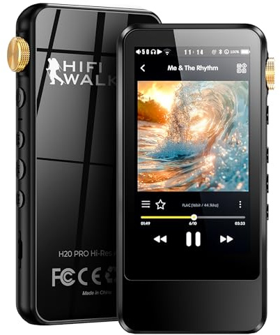 Lecteur MP3 Bluetooth HiFi WALKER H20 Pro, Lecteur MP3 Portable Lecteur de Musique avec écran Tactile de 3,2, DAP Portable avec DSD256, Bluetooth Hi-Res 5.1 aptX/LDAC, Sorties 3,5mm + 4,4mm Bal