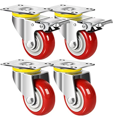 Lenkrollen, Industrielle Plattenrollen, Für Möbel, Tische, Einkaufswagen, Werkbänke, Leise Rollen Für Möbel, 2 Rollen Mit Bremse Und 2 Ohne Bremse, L