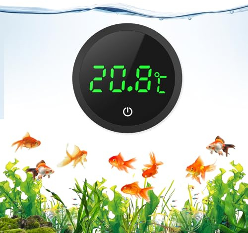 ORIA Thermomètre Aquarium Numérique 0.1℃ Tactile | Haute Précision, Boutons Tactiles, Batterie Remplaçable, pour Aquarium à Tortues et Aquarium en Verre Tropical