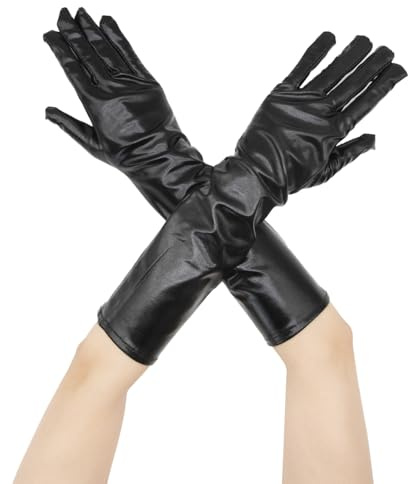 CHEERYMAGIC Women Long Gloves, Evening Opera Gloves Stretchy Faux Leather Sexy Long Glove 1920s Style Dance Fancy Dress Glove for Wedding Prom Opera A4QPST