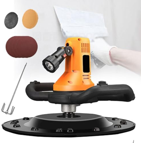 Ponceuse excentrique Machine électrique de lissage de ciment pour murs Truelle électrique pour mortier de béton et ciment, machine à plâtrer avec lumière LED, réglage à 6 vitesses, bétonnièr
