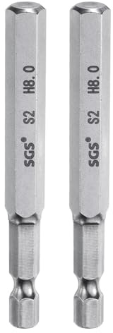 QUARKZMAN 2pcs Foret à Tête Hexagonale 8mm (H8) Métrique 1/4 Tige Hexagonale 75mm (3) Long Embouts de Tournevis Magnétique Acier S2 Forets Hexagonaux à Pointe Plate pour Vis