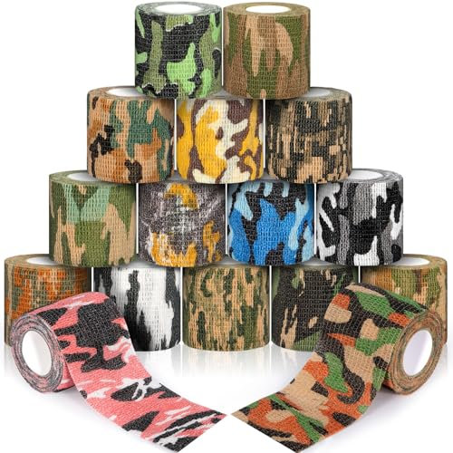 RDDAIPE 16 Rouleaux Bandage Autoadhésif, 5cmx4.5m Bande de Camouflage Autocollante, Élastique Bande Auto Adhesive pour Poignet, Chevilles, Sports, Medical, Animaux de Compagnie, Chiens,Chats,Chevaux