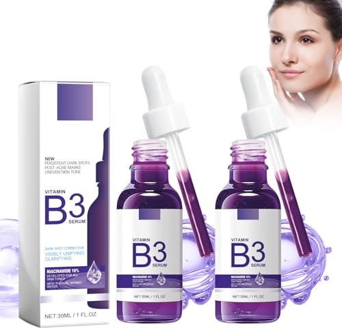 Boxiatil 2 Stück B3 Serum – Straffendes Serum mit Vitamin B3 & Niacinamid-Gesichtsserum, Anti Aging Gesichtsserum für strahlende Haut, spendet Feuchtigkeit, strafft die Haut und mildert feine Linien