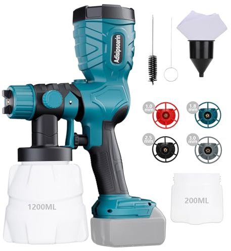 Adisipsoarin 18V-Farbsprüher Hochgeschwindigkeit für Makita 18V LXT Akku, 2 Behälter, leicht zu reinigen, für Hausmalerei, Möbel (Akku nicht enthalten)
