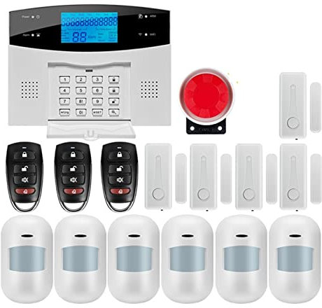 Sistema de alarma de seguridad para el hogar, de alarma de seguridad for el hogar inalámbrico GSM for la aplicación Tuya con Detector de Sensor de movimiento Compatible para el hogar, el apartamento(G