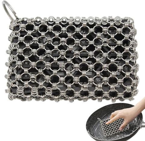 Forateur de courrier à chaîne en acier inoxydable : épurateur de cuisine en acier inoxydable, épurateur de poêle à grille, épurateur en maille métallique pour ustensiles de cuisine, outil de nettoyage