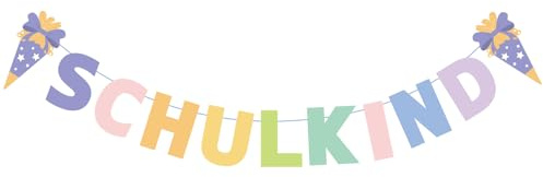 ENLACE Schulkind Girlande Bunt, Einschulung Mädchen Schulanfang Banner | Schulkind Girlande Pastell Deko, Einschulungsfeier Schulstart Dekoration für Klassenzimmer Party Hänge Deko